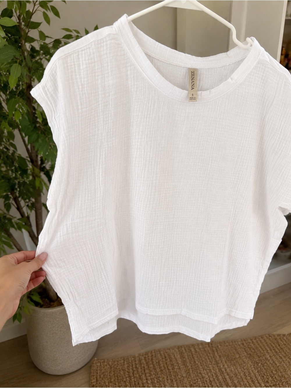 Zenana OVERSIZE Outfitters White Gauze Short Sleeve Tee